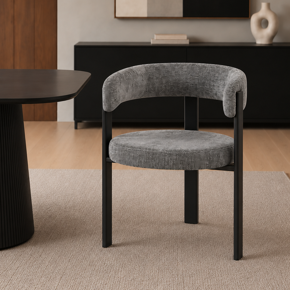 Silla Jeanne Gris Oscuro Base Negra