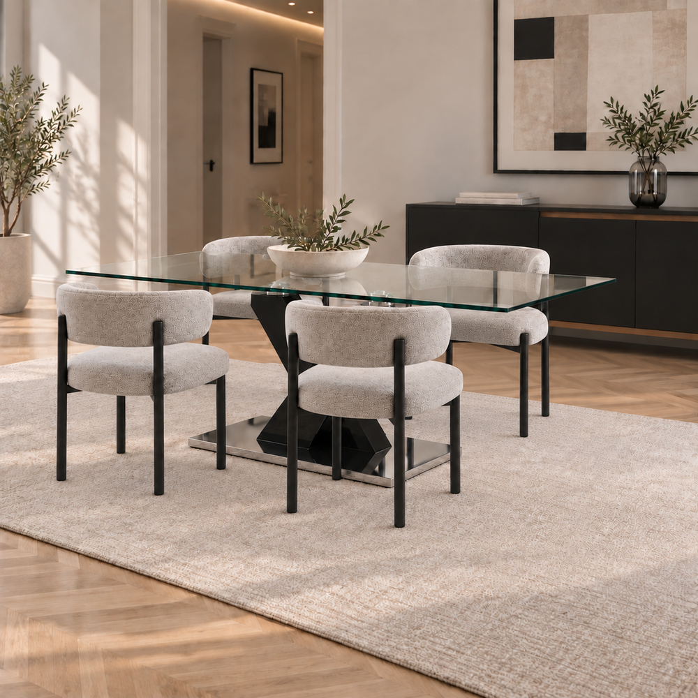 Silla Carly Chenille Gris Base Negra
