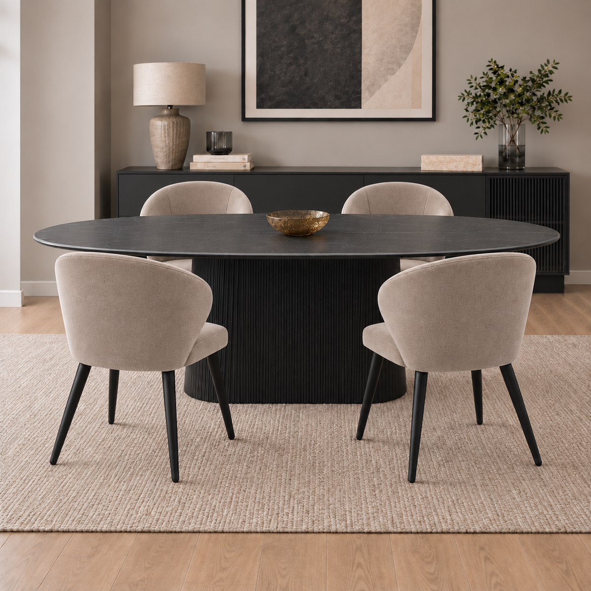 Silla Mónaco Taupe Base Negra
