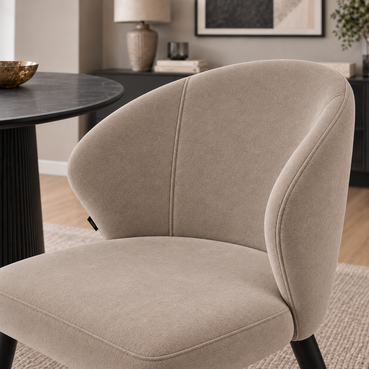 Silla Mónaco Taupe Base Negra