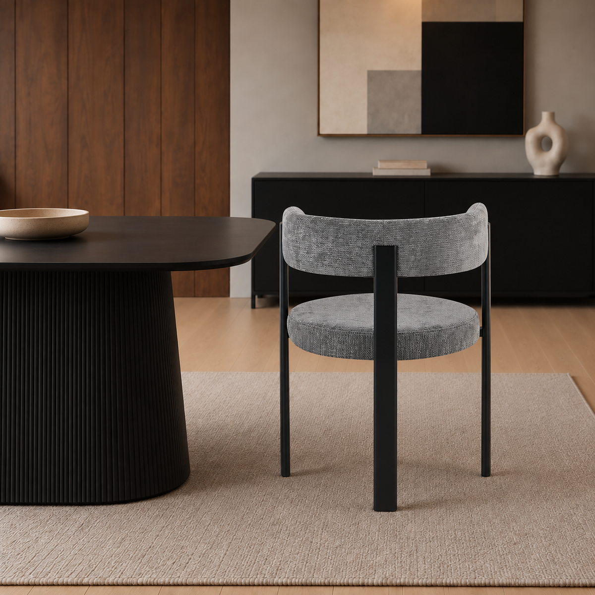 Silla Jeanne Gris Oscuro Base Negra