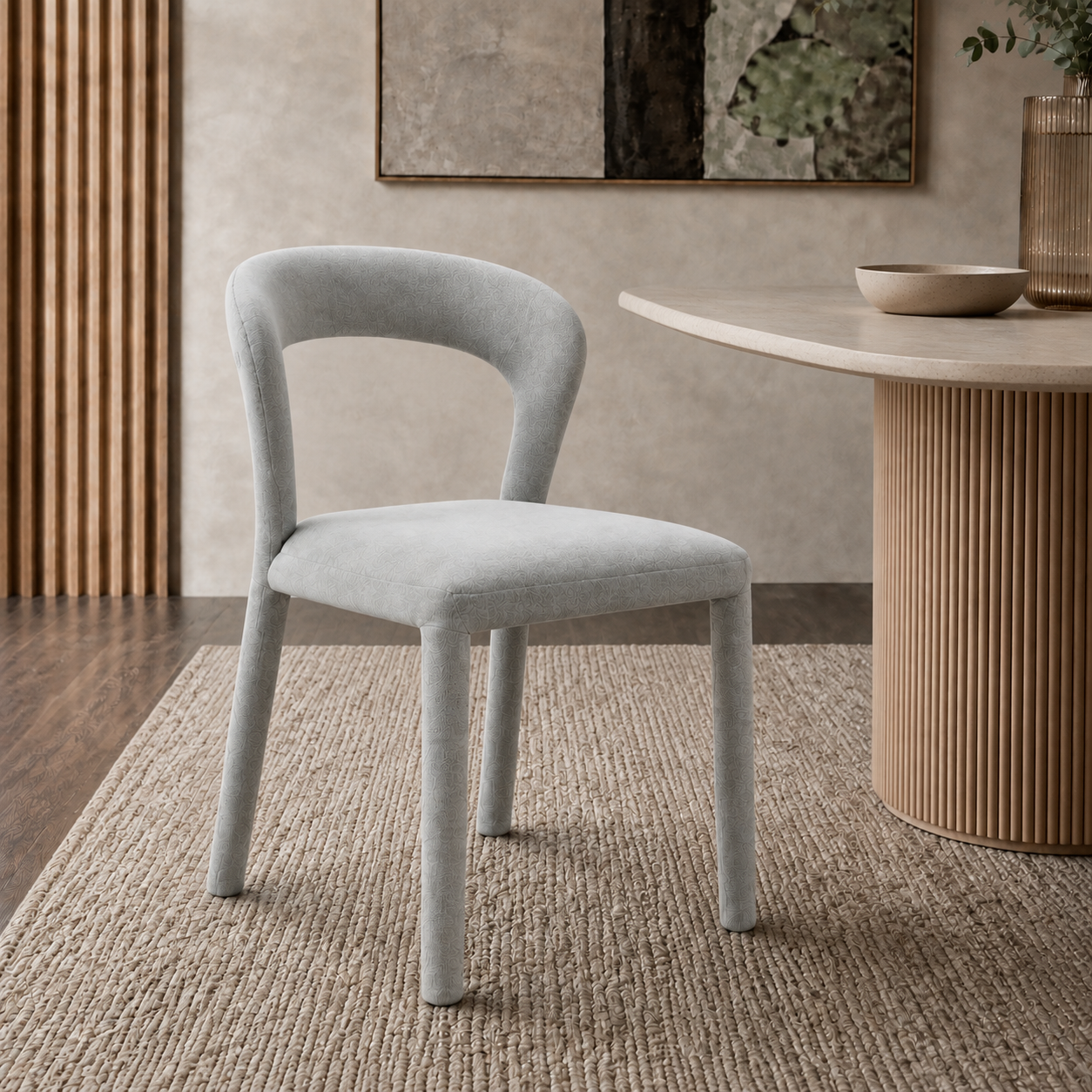Base y estructura de Silla Kaela Gris Claro en chenille, imagen 6 – Zagliari