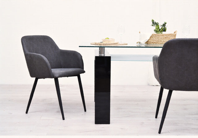 Mesa Lume Vidrio Base Negra