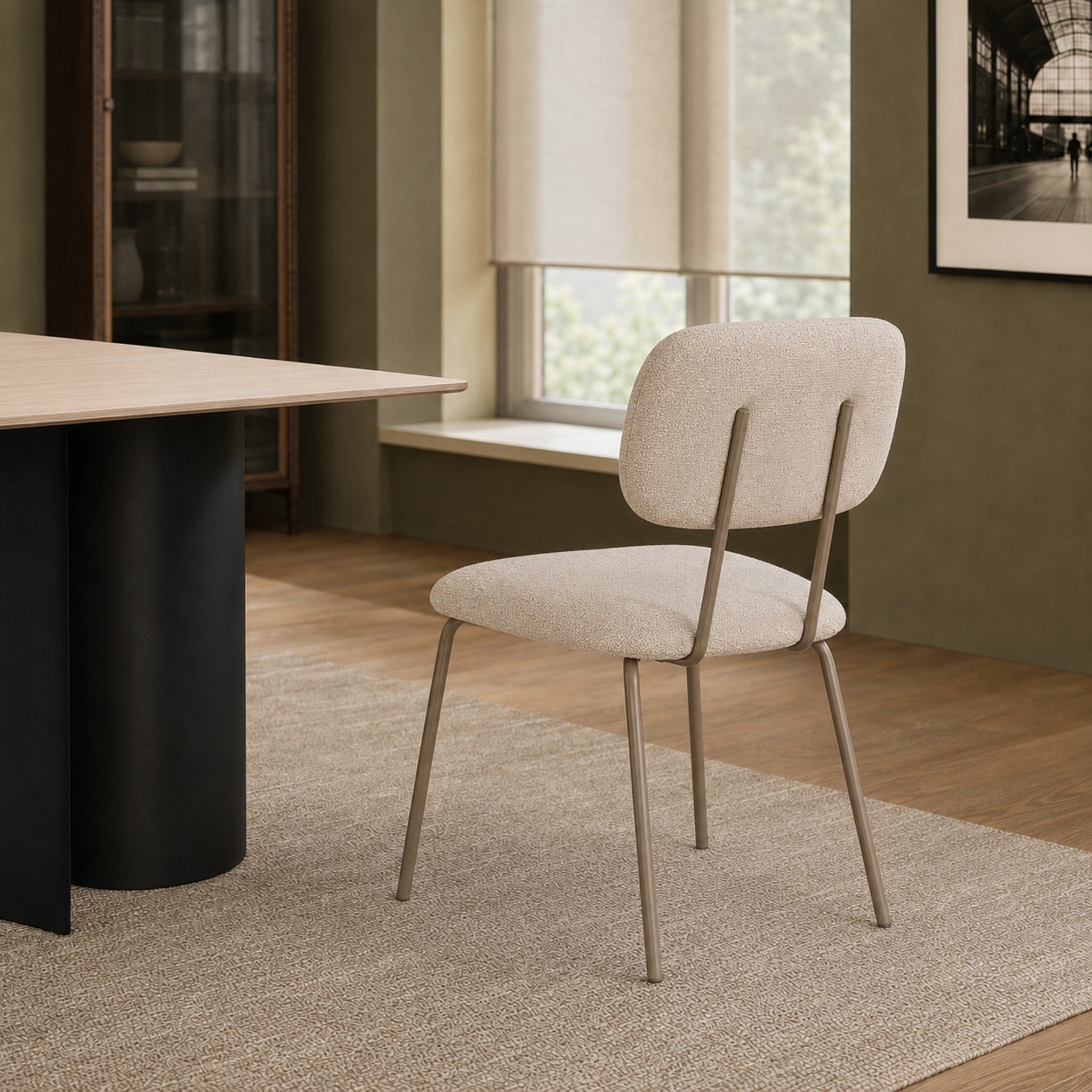 Silla Denver Chenille Taupe Base Capuccino