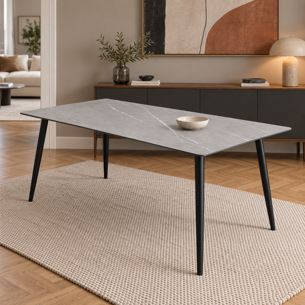 Mesa Aira Marquina Gris Mate Base Negra