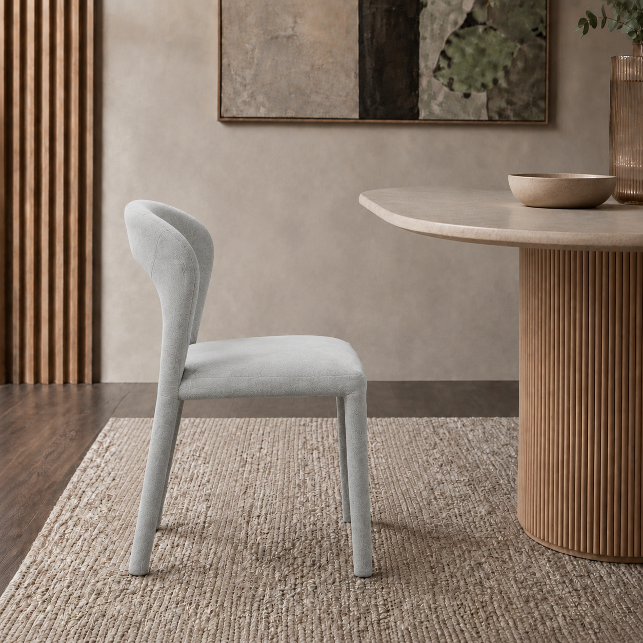 Vista 3 de Silla Kaela Gris Claro, chenille, gris – Zagliari