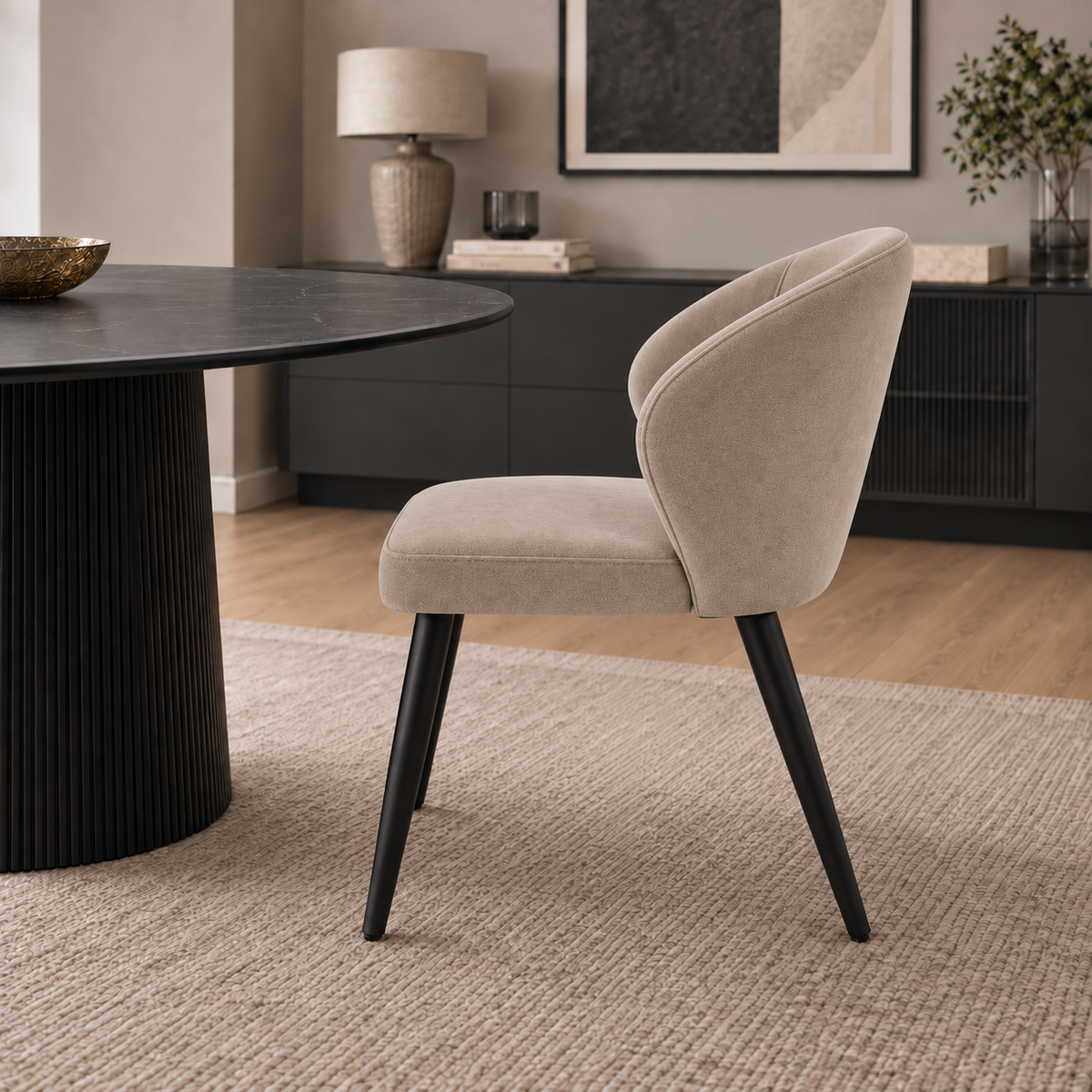Silla Mónaco Taupe Base Negra