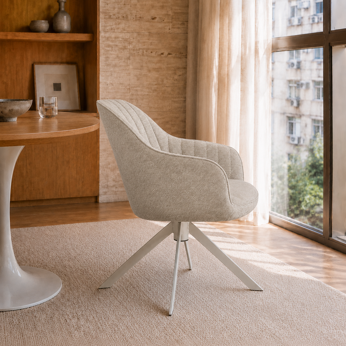 Sillón Abades Gris Claro Base Capuccino