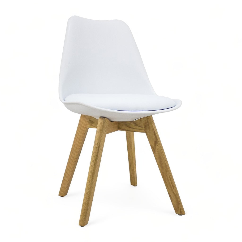 Silla Elba Blanca base madera