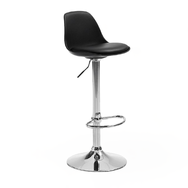 Banqueta Elba Negra Base Cromo