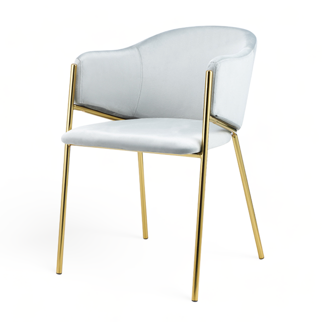 Silla Nubia Pana Gris Claro Base Dorada