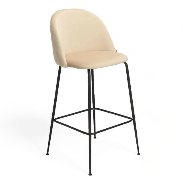 Banqueta Helia Pana Beige Base Negra