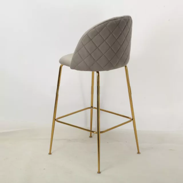 Banqueta Helia Pana Gris Claro Base Dorada