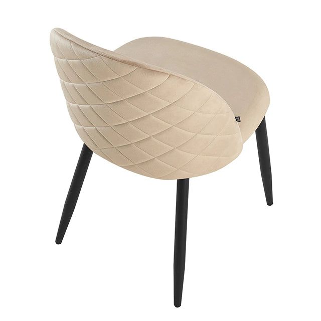 Silla Livia Matelasse Taupe Pana Base Negra