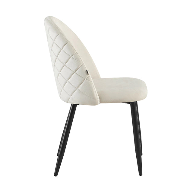 Silla Livia Matelasse Beige Pana Base Negra