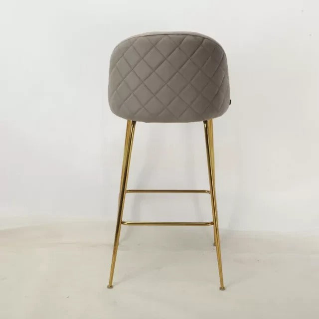 Banqueta Helia Pana Gris Claro Base Dorada