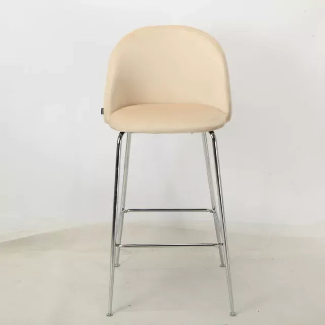 Banqueta Helia Pana Beige Base Cromo