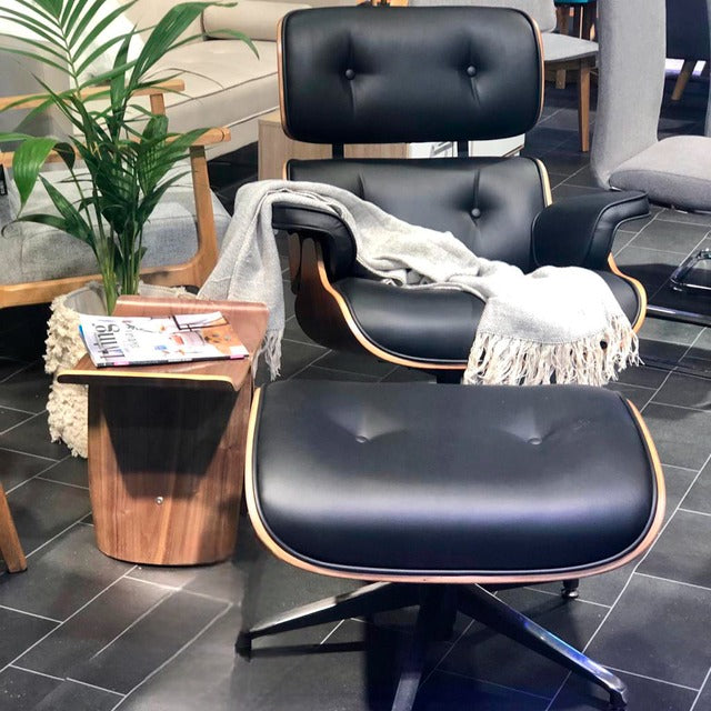 Sillón Lyra con Ottomano Walnut & Black