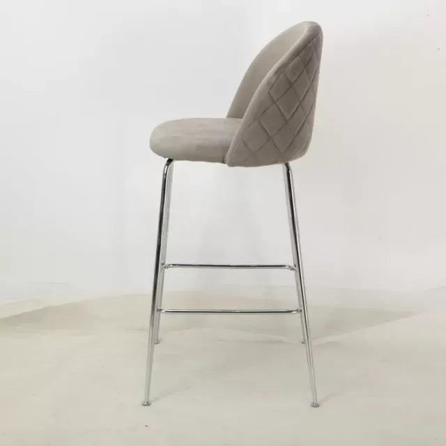 Banqueta Helia Pana Gris Claro Base Cromo
