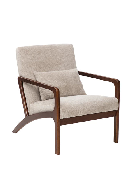 Sillón Riga Chenille Taupe Base Walnut