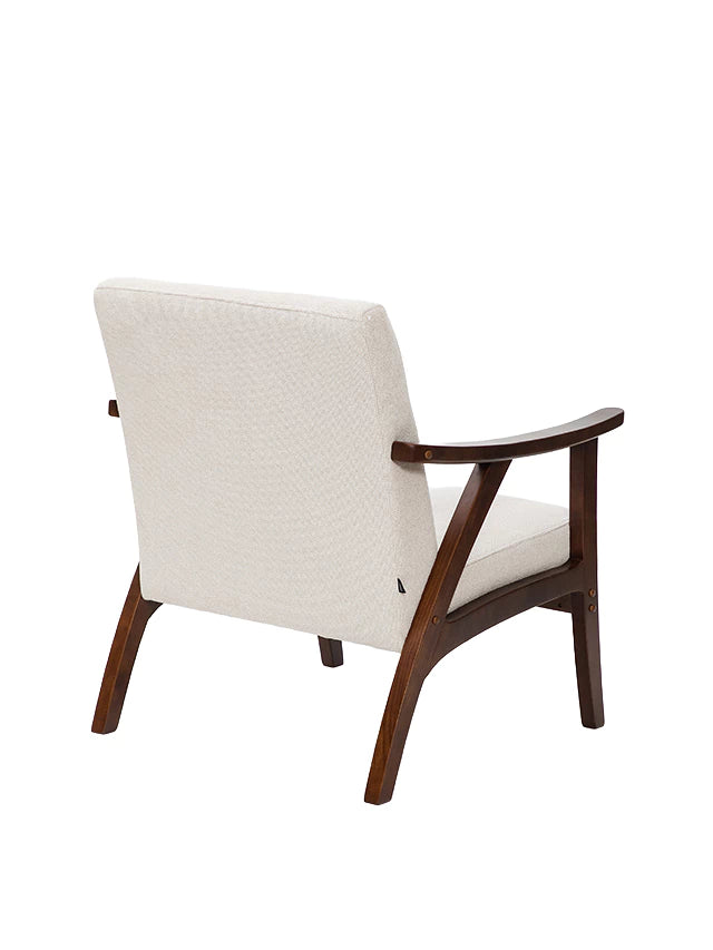 Sillón Laurel Chenille Beige Base Walnut