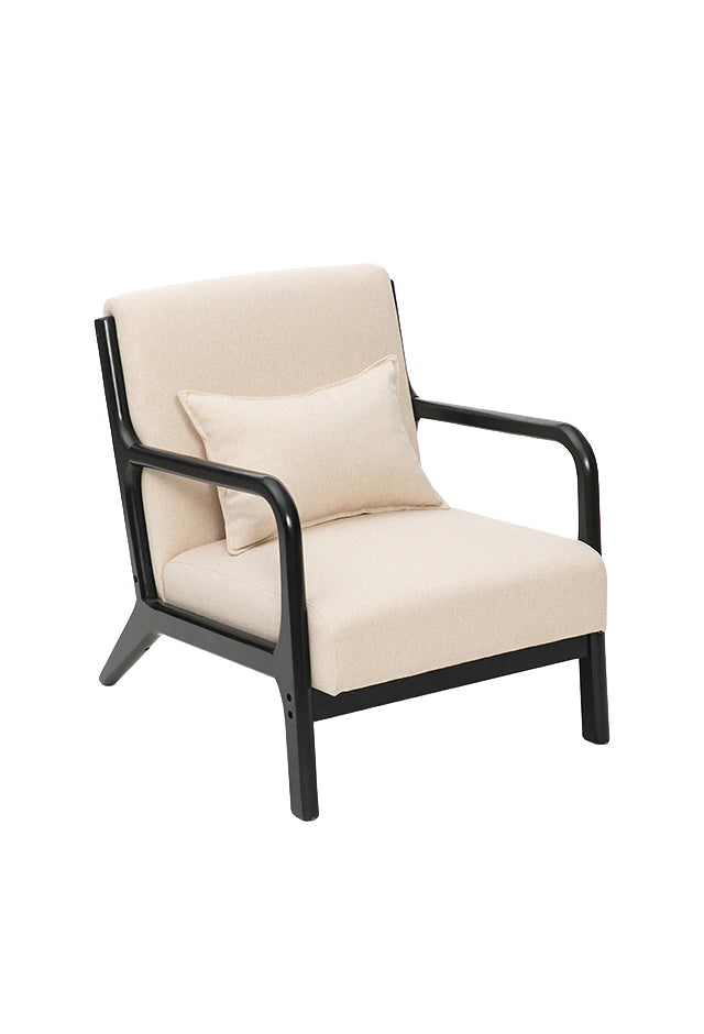 Sillón Olia Chenille Beige Madera Negra