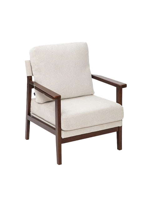 Sillón Niko Chenille Beige Base Walnut