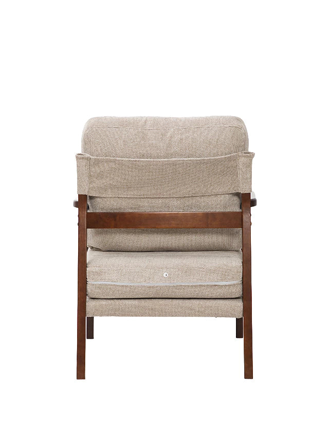 Sillón Niko Chenille Taupe Base Walnut
