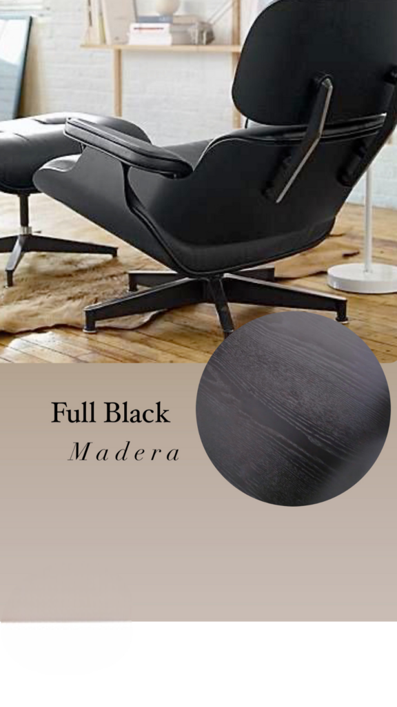 Sillón Lyra Cuero Negro con Ottomano