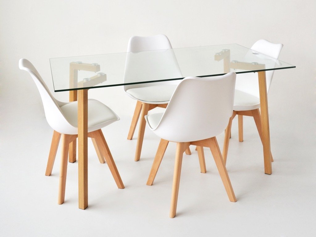 Silla Elba Blanca base madera