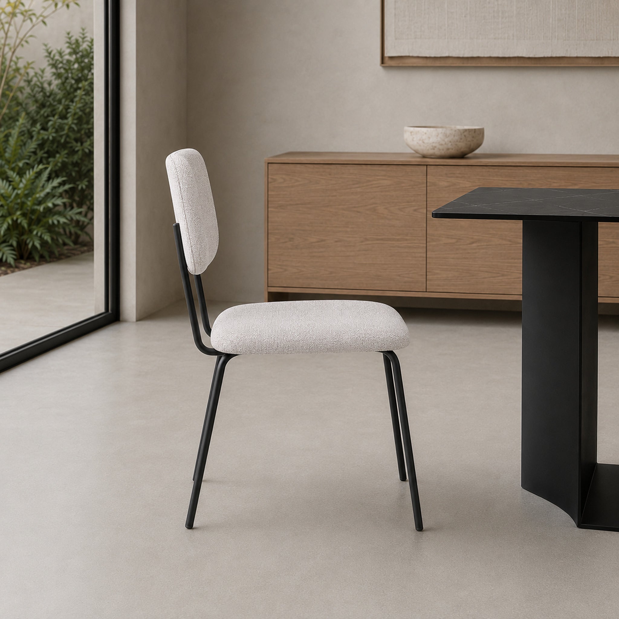Silla Denver Chenille Gris Base Negra