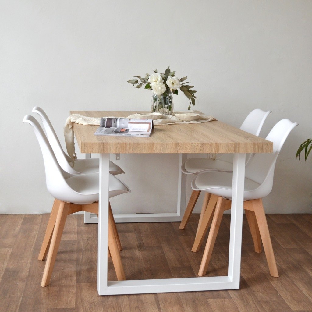 Silla Elba Blanca base madera