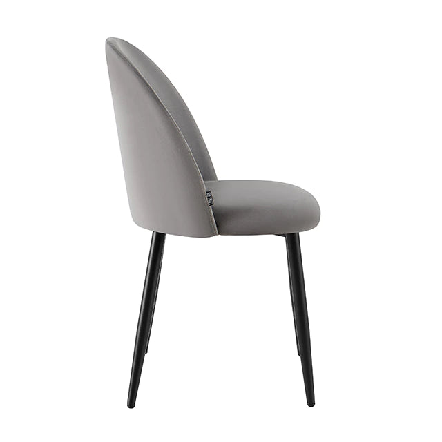 Silla Livia Lisa Gris Claro Pana Base Negra