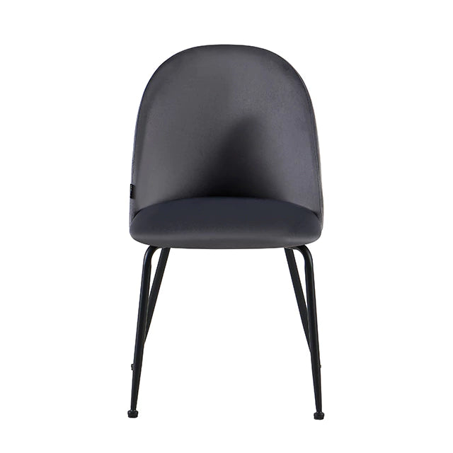 Silla Venecia Lisa Gris Oscuro Pana Base Negra