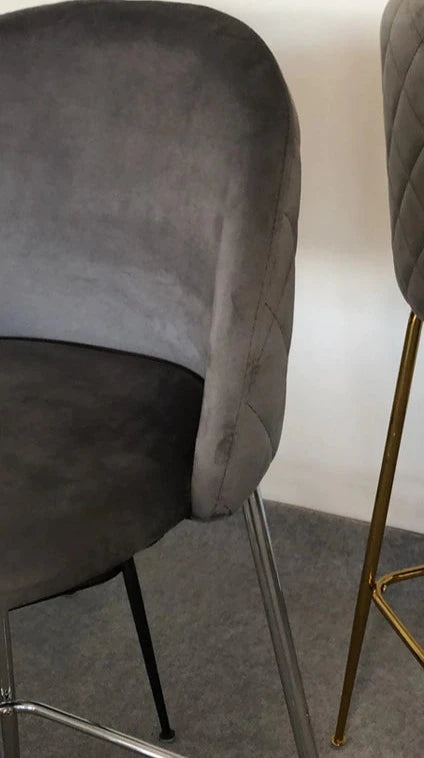 Banqueta Helia Pana Gris Oscuro Base Cromo