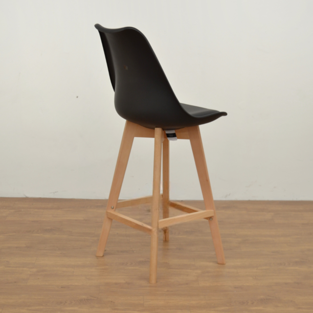 Banqueta Elba Negra Alta Base Madera