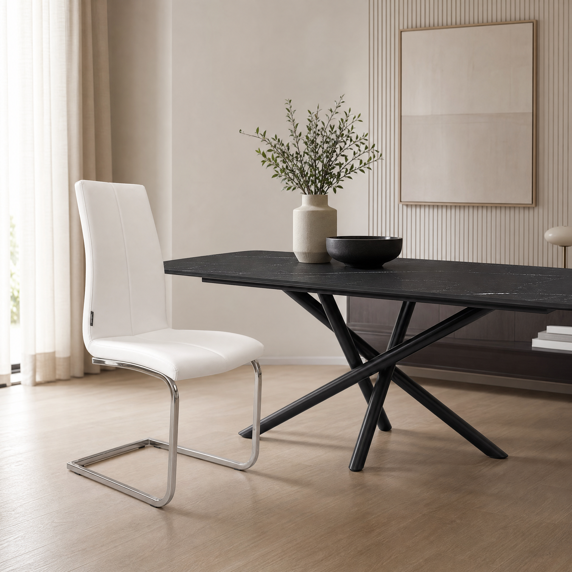 Silla Vezia Ecocuero Blanca