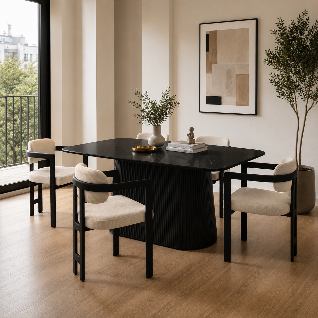 Silla Besaya Beige Base Negra