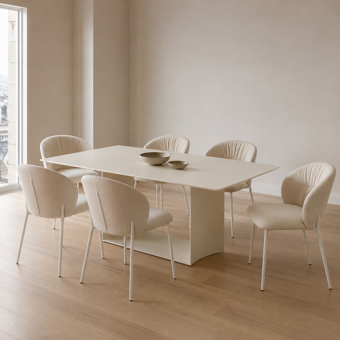 Silla Bristol Chenille Gris Base Capuccino