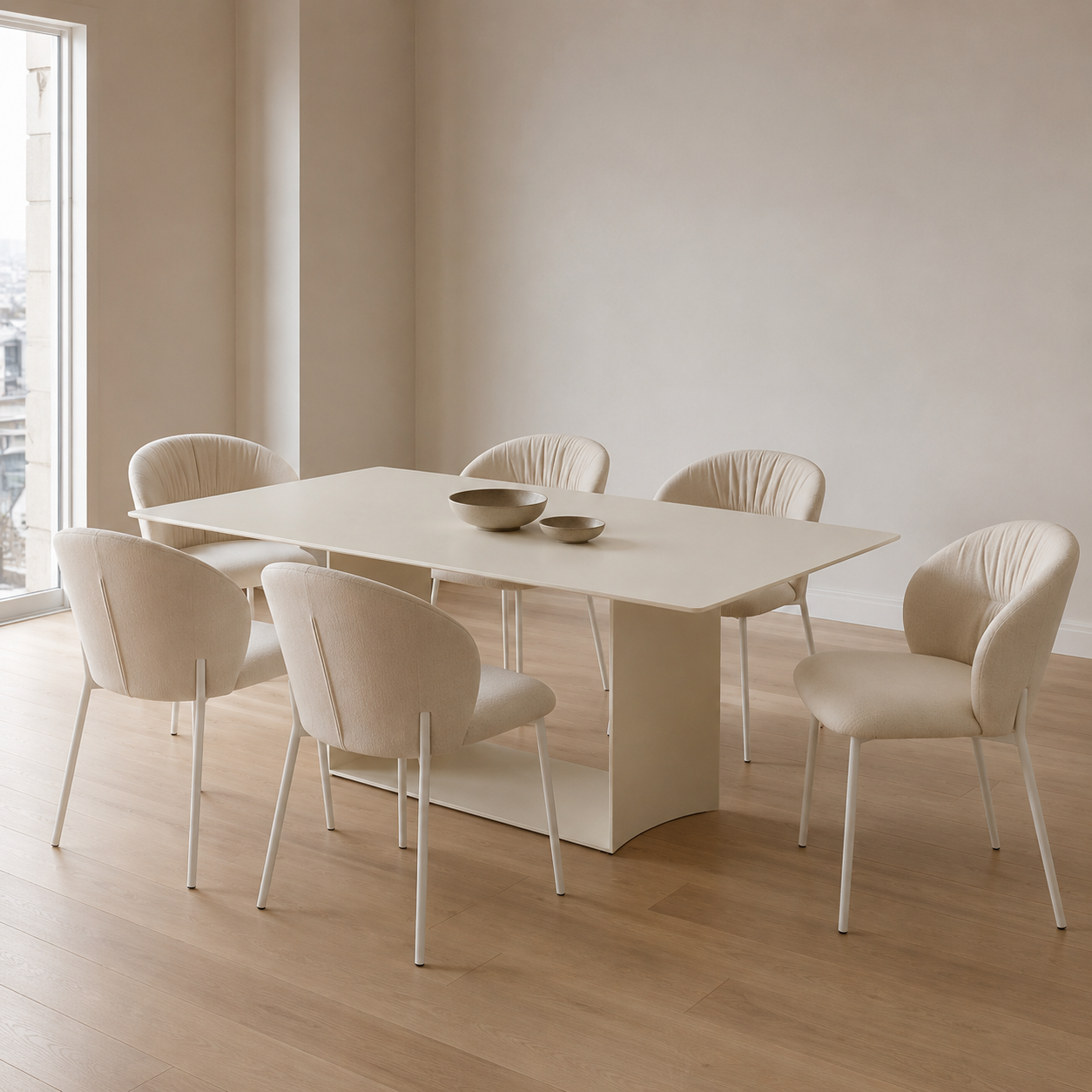 Silla Bristol Chenille Gris Base Capuccino