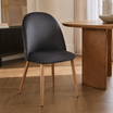 Silla Livia Lisa Gris Oscuro Pana Base Natural