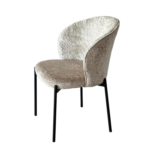 Silla Elira Boucle Beige Base Negra