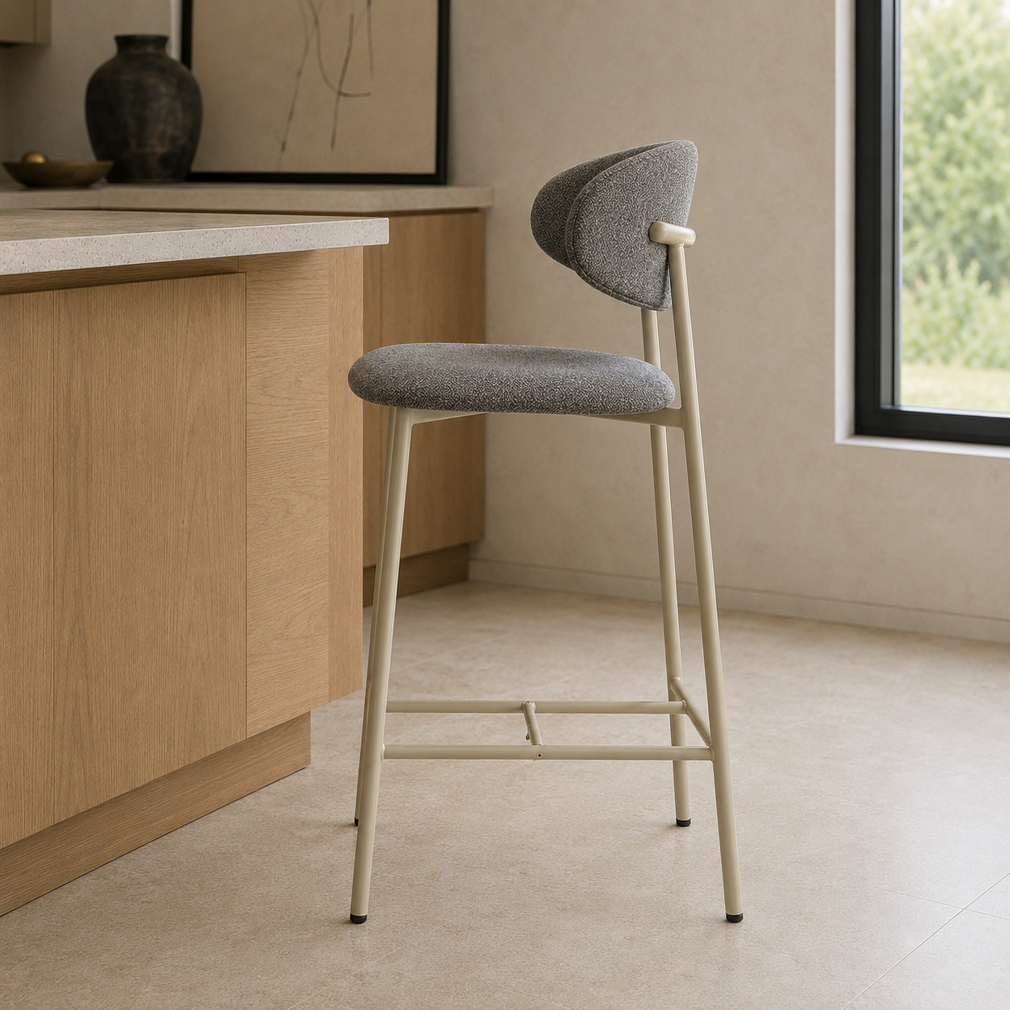 Banqueta Zuno Gris Oscuro Base Capuccino
