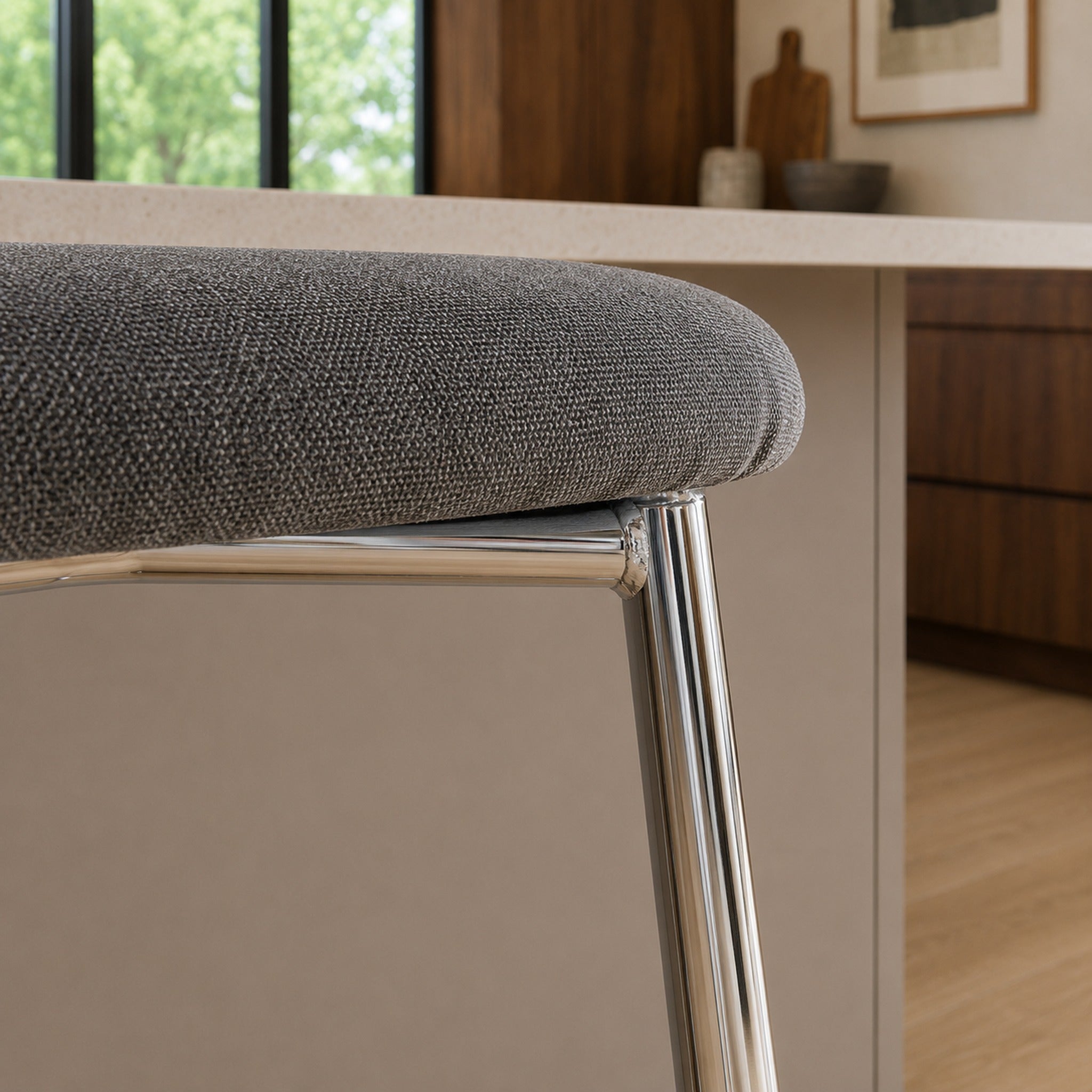 Banqueta Zuno Gris Oscuro Base Cromo