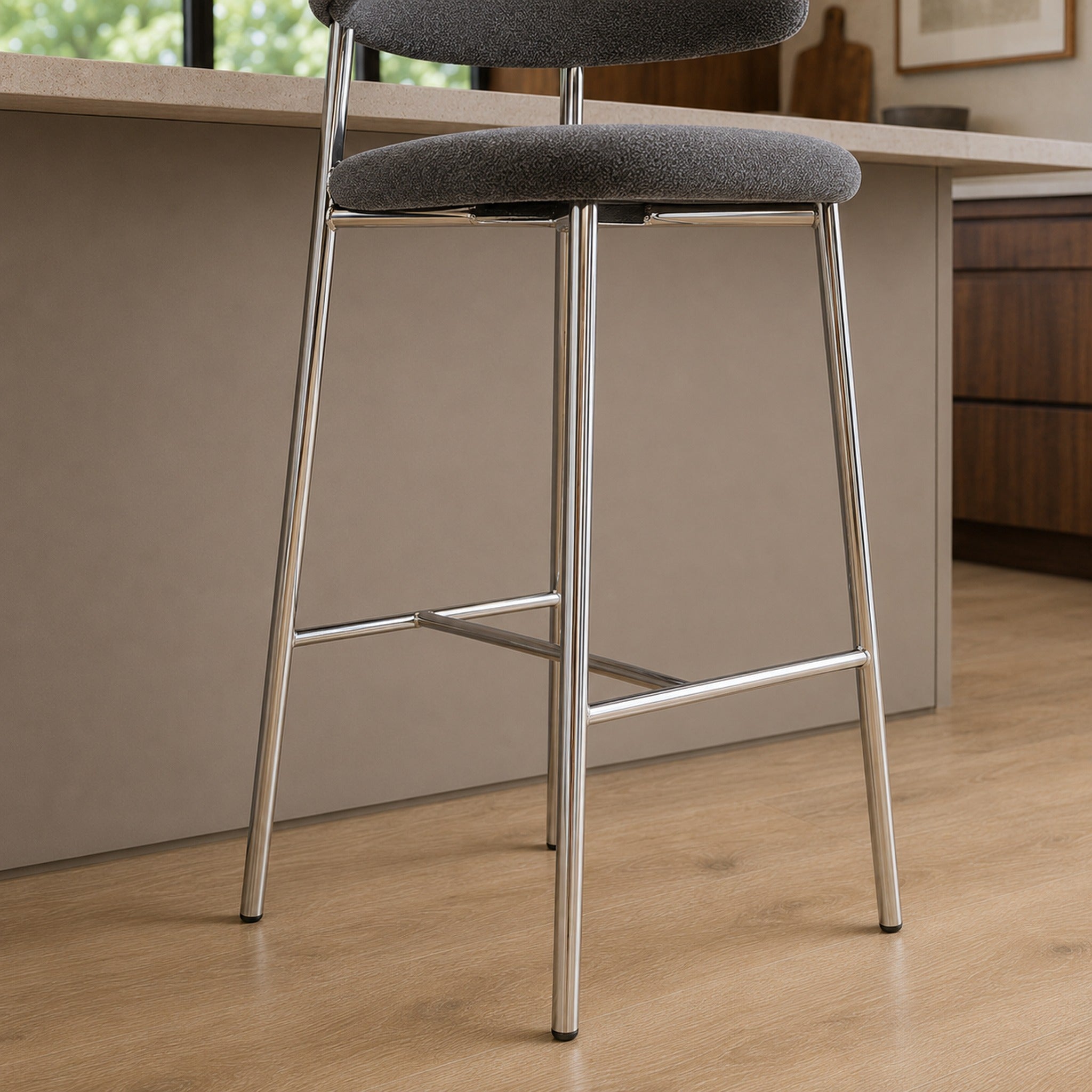 Banqueta Zuno Gris Oscuro Base Cromo