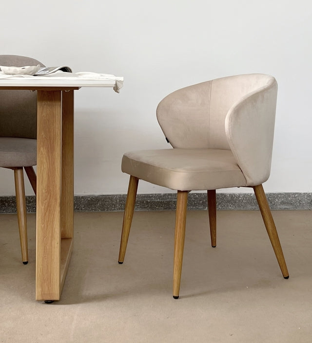 Silla Mónaco Pana Beige Base Natural