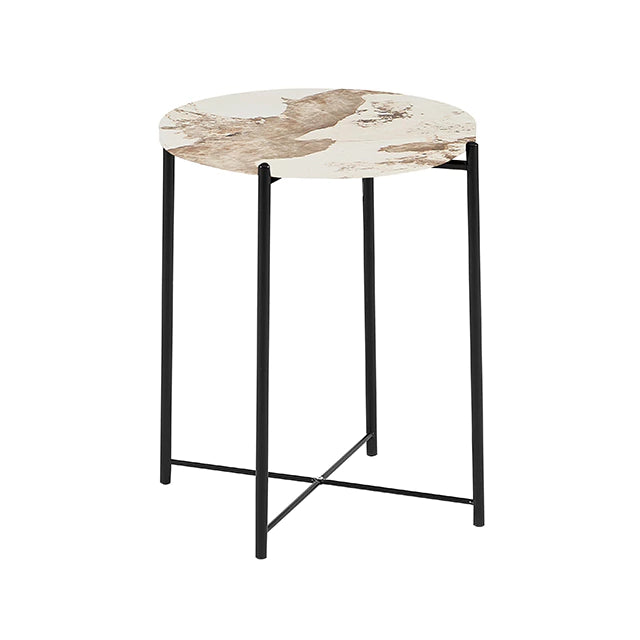 Mesa de Arrime Marmol Verona Base Negra