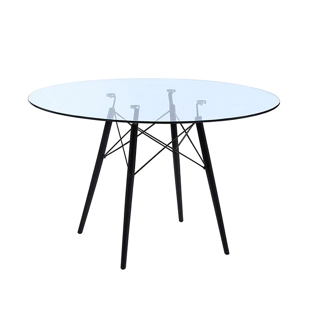 Mesa Senna Vidrio Redonda Base Negra