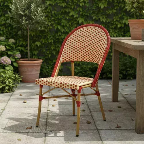 Silla Louvre Revestida Roja y Crema