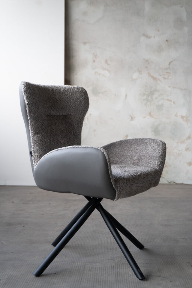 Sillón Niva Gris Oscuro Ecocuero y Boucle